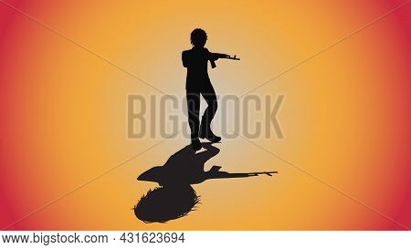 Abstract Background Of Silhouette Man With Ak 47 Gun