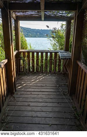 Observation Deck On The Averno Lake Near Naples, In Italy