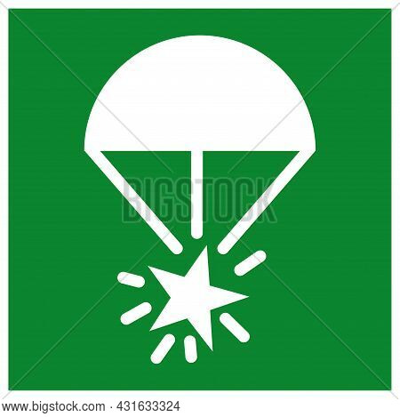 Rocket Parachute Flare Symbol Sign, Vector Illustration, Isolate On White Background Label. Eps10