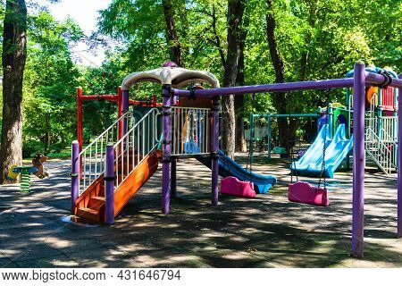 Outdoor Playground Fun For Children In Cismigiu -bucharest, Romania, 2021