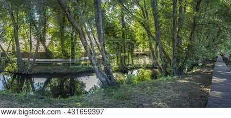 Gevora River, La Codosera, Badajoz, Extremadura, Spain. Idyllic Location Of Crystal Clear Waters And