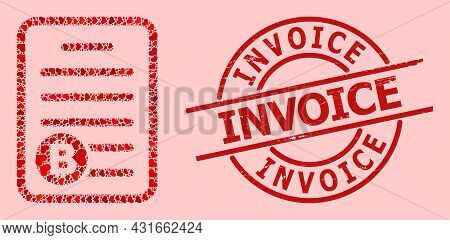 Distress Invoice Seal, And Red Love Heart Mosaic For Bitcoin Pricelist. Red Round Seal Includes Invo