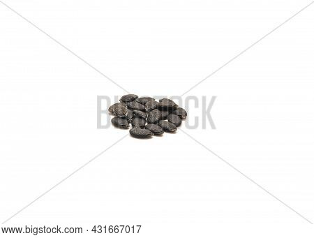 Organic Angled Luffa Or Chinese Okra Seeds Isolated On White