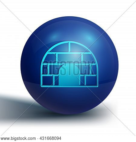 Blue Igloo Ice House Icon Isolated On White Background. Snow Home, Eskimo Dome-shaped Hut Winter She