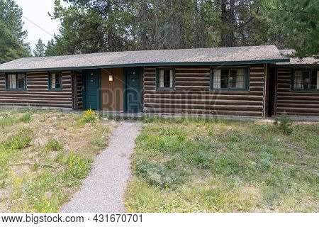 Wyoming, Usa - August 8, 2021: Colter Bay Village Cabin In Grand Teton National Park