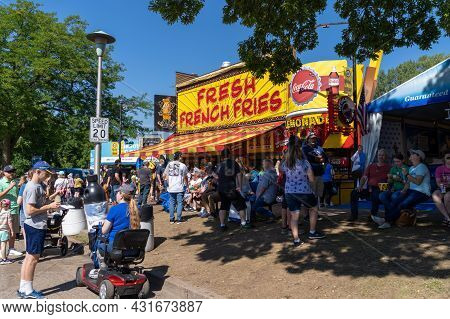 Falcon Heights, Minnesota - August 30, 2021: The Fresh French Fries Food Vendor At The Minnesota Sta