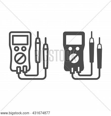 Multimeter Line And Solid Icon, Electronics Concept, Vom Vector Sign On White Background, Outline St
