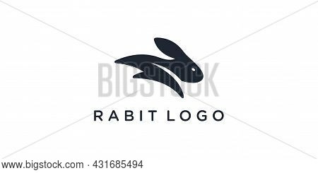 Rabbit Silhouette Logo Vector. Rabbit Icon. Rabbit Logo On White Background.