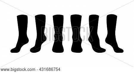 Black Socks Template Mockup Flat Style Design Vector Illustration Set Isolated On White Background. 