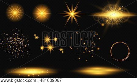 Abstract Special Effect Element Design. Shine Ray With Lightning