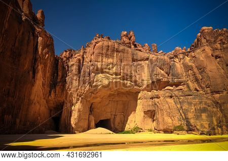 Panorama Inside Canyon Aka Guelta D'archei, East Ennedi, Chad