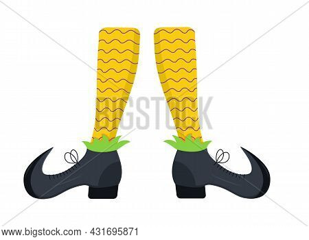 Witches Leg Vector. Halloween Funny, Scary Feet Boots.