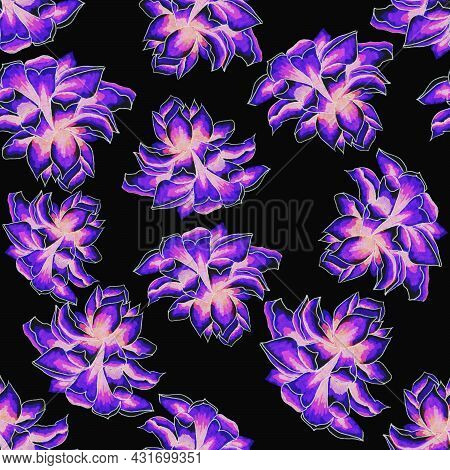 Succulents Flowers, Domestic Plant Grows In Pots And In Nature In The Desert Or In The Sand Stone Ro