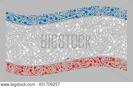 Mosaic Waving Crimea Flag Created With Salute Star Icons. Vector Party Collage Waving Crimea Flag De