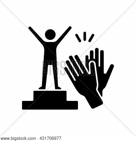 Recognition And Approval Motivation Black Glyph Icon. Seeking For Praise And Appreciation. Extrinsic