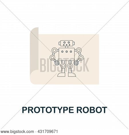 Prototype Robot Flat Icon. Colored Sign From Robotics Engineering Collection. Creative Prototype Rob