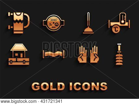 Set Industry Metallic Pipe, Toilet Brush, Rubber Gloves, Water Supply Pipes, Plunger, Heated Towel R