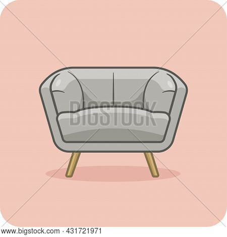 Modern Chair Furniture Leg Wood, Icon And Flat Design.