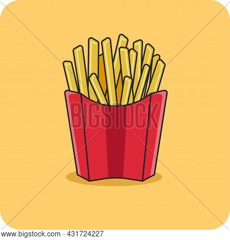 French Fries Potato  Fast  Food Isolated And Flat Design.