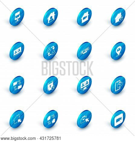 Set Online Working, Video Camera Off Home, Chat Conference, Cloud Storage Document Folder, Project T