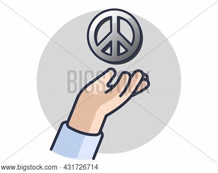 Hand Gesture For World Peace, Emoji, Vector Design, Icon, Flat Design And Isolated.