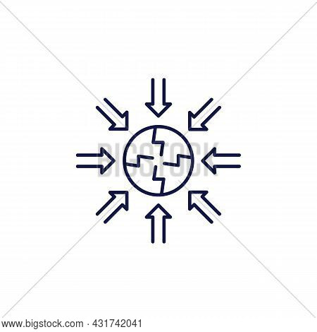 Negative Impact Line Icon On White, Vector