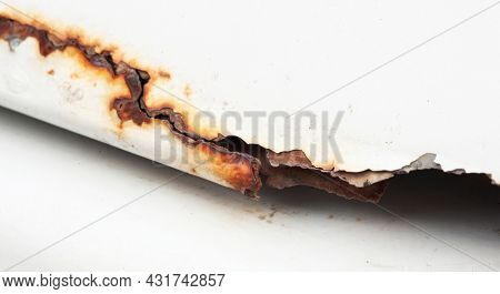 rust is slowly eating up the car. Macro view