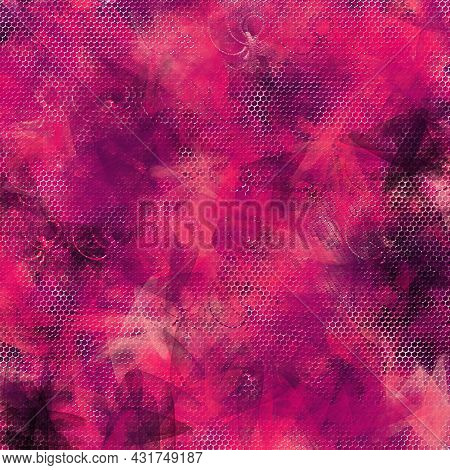Abstract Multicolored Pattern With Hexagon Texture. Margenta Shades