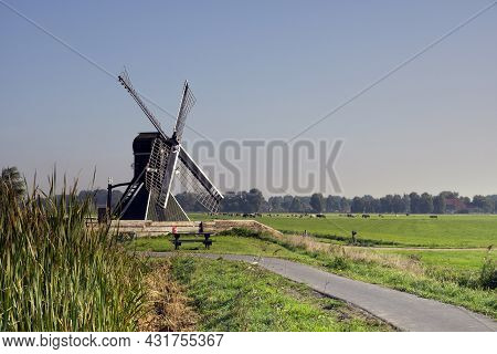 Windmill The Terpensmole Near The Frisian City Ijlst