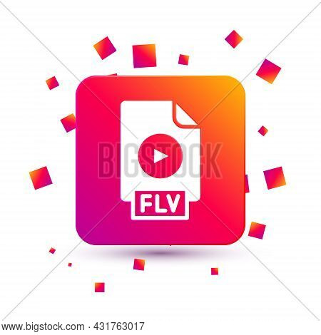 White Flv File Document Video File Format. Download Flv Button Icon Isolated On White Background. Fl