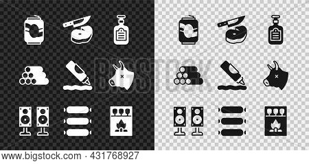 Set Soda Can, Steak Meat And Knife, Sauce Bottle, Stereo Speaker, Sausage, Matchbox Matches, Wooden 