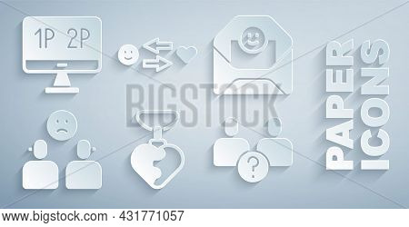 Set Necklace With Heart Shaped, Envelope Valentine, Complicated Relationship, Romantic And Computer 