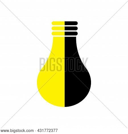 Black And Yellow Bulb. Illumination Icon. Lamp Light Symbol Energy. Electricity Logo. Vector Illustr