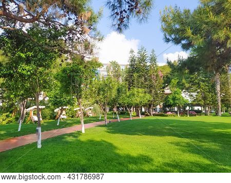 Beldibi, Kemer, Antalya, Turkey - May 11, 2021: The Territory Of The Rixos Beldibi Hotel