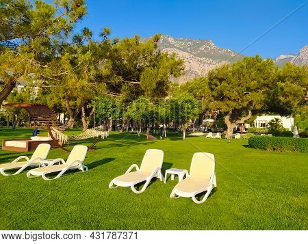 Beldibi, Kemer, Antalya, Turkey - May 11, 2021: The Territory Of The Rixos Beldibi Hotel