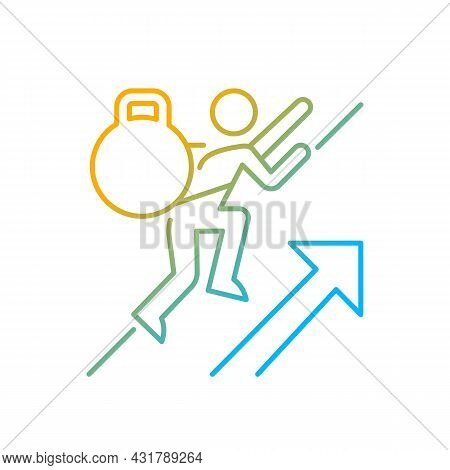 Persistence Gradient Linear Vector Icon. Voluntary Activity Despite Difficulties And Obstacles. Stro