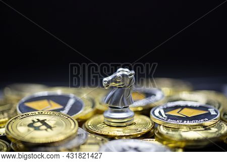 Silver Horse Stand Over On The Many Gold Crypto Currency.
