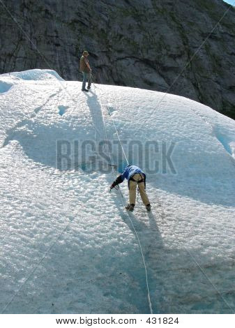 Two Ice Climbers: Teamwork