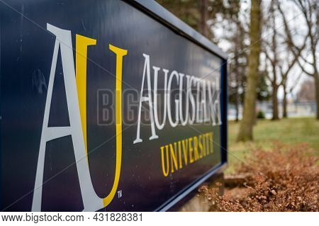 Sioux Falls, South Dakota, Usa - 7.2021: Entrance Sign To Augustana University, A Private Lutheran C