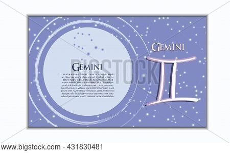 Horizontal Banner Of 12 Zodiac. Vector Illustration Of The Horoscope Of The Constellation. Template