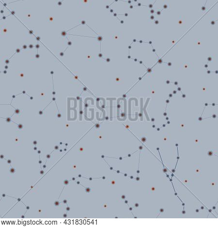 Seamless Patterns Of 12 Zodiac Signs. Vector Illustration Of The Horoscope Of The Constellation.