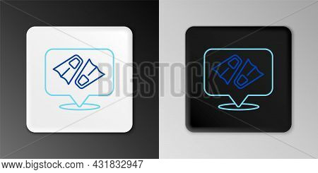 Line Rubber Flippers For Swimming Icon Isolated On Grey Background. Diving Equipment. Extreme Sport.
