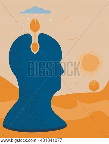 An Illustration Of The Silhouette Of A Person With A Tree Growing From Their Head Depicting Becoming