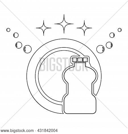 Concept Of Clean Dishes Contour Outline Icon Black Color Vector Illustration Flat Style Simple Image