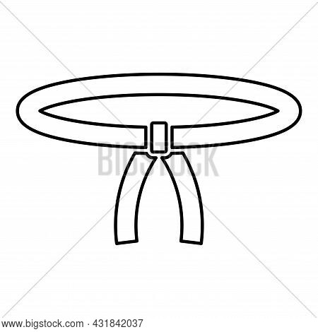 Belt Oriental Combat Sport Waistband Clothing Of Fighter Karate Judo Contour Outline Icon Black Colo