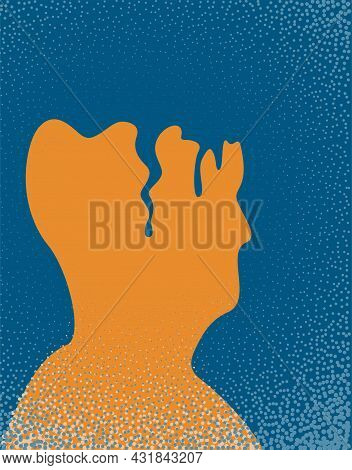 An Illustration Of A Person With Alzheimer's Disease. Vector Illustration.