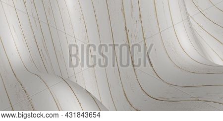 Wave Of Wooden Floor Curved Plank Abstract Background 3d Illustration