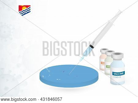 Vaccination In Kiribati With Different Type Of Covid-19 Vaccine. Concept With The Vaccine Injection 
