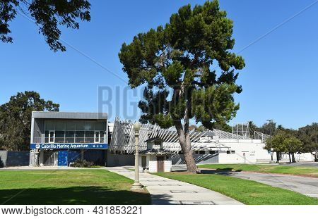 SAN PEDRO, CALIFORNIA - 27 AUG 2021: The Cabrillo Marine Aquarium features indoor and outdoor exhibit spaces.