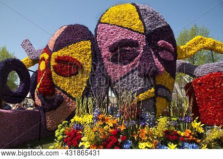 Sassenheim, Netherlands, 21 April 2018.  Flower Parade, Bloemencorso In Sassenheim, Netherlands.